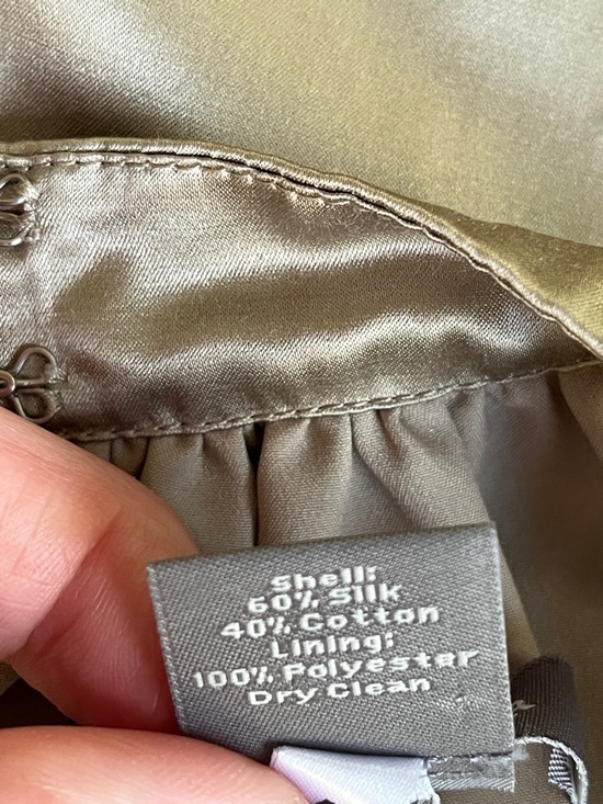 Ann Taylor Silk Cotton Peplum Halter Top w/ Self-Tie Waist in Antique Gold Sz 8 - Picture 11 of 12